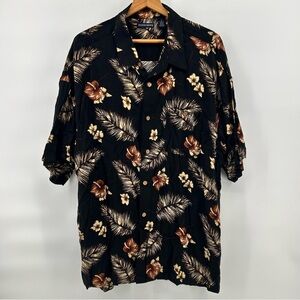 Knightsbridge Men’s Black Floral Hawaiian Button Front Shirt Size 3X